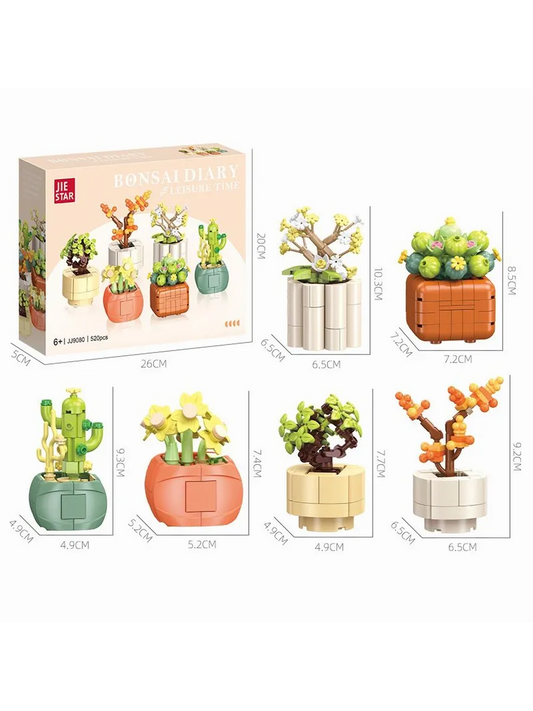 Набор конструкторов «Мини-суккуленты» (6 моделей, 520 деталей)