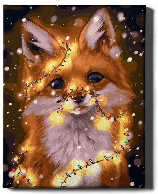 Картина по номерам новогодний лисенок
