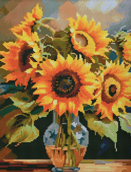 Книга Алмазная мозаика Подсолнухи в вазе (40х50 см) | SOVABOOKS