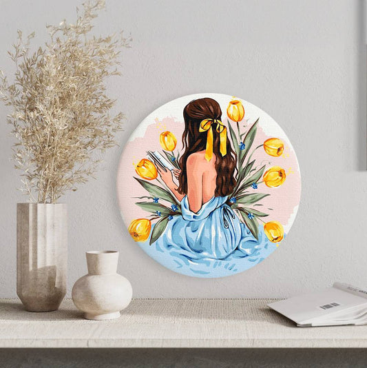 Круглая картина по номерам История тюльпанов