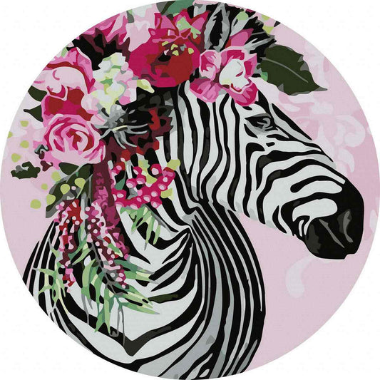 Круглая картина по номерам Фантастическая зебра