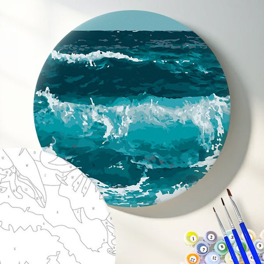 Круглая картина по номерам Океанские волны