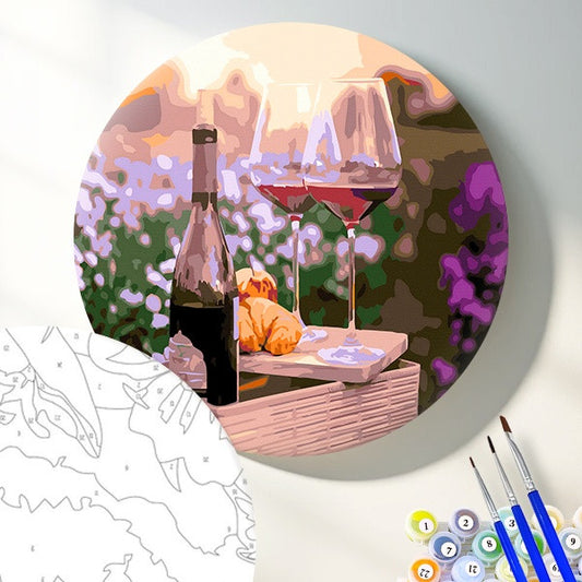 Круглая картина по номерам Романтика в лаванде