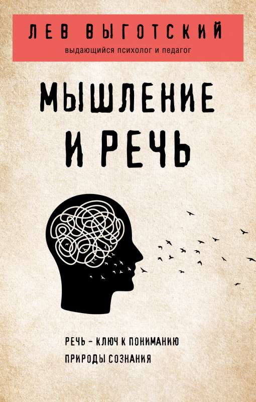 Русская философская книга "Мышление и речь" от Sovabooks, изображение обложки с названием и авторским дизайном