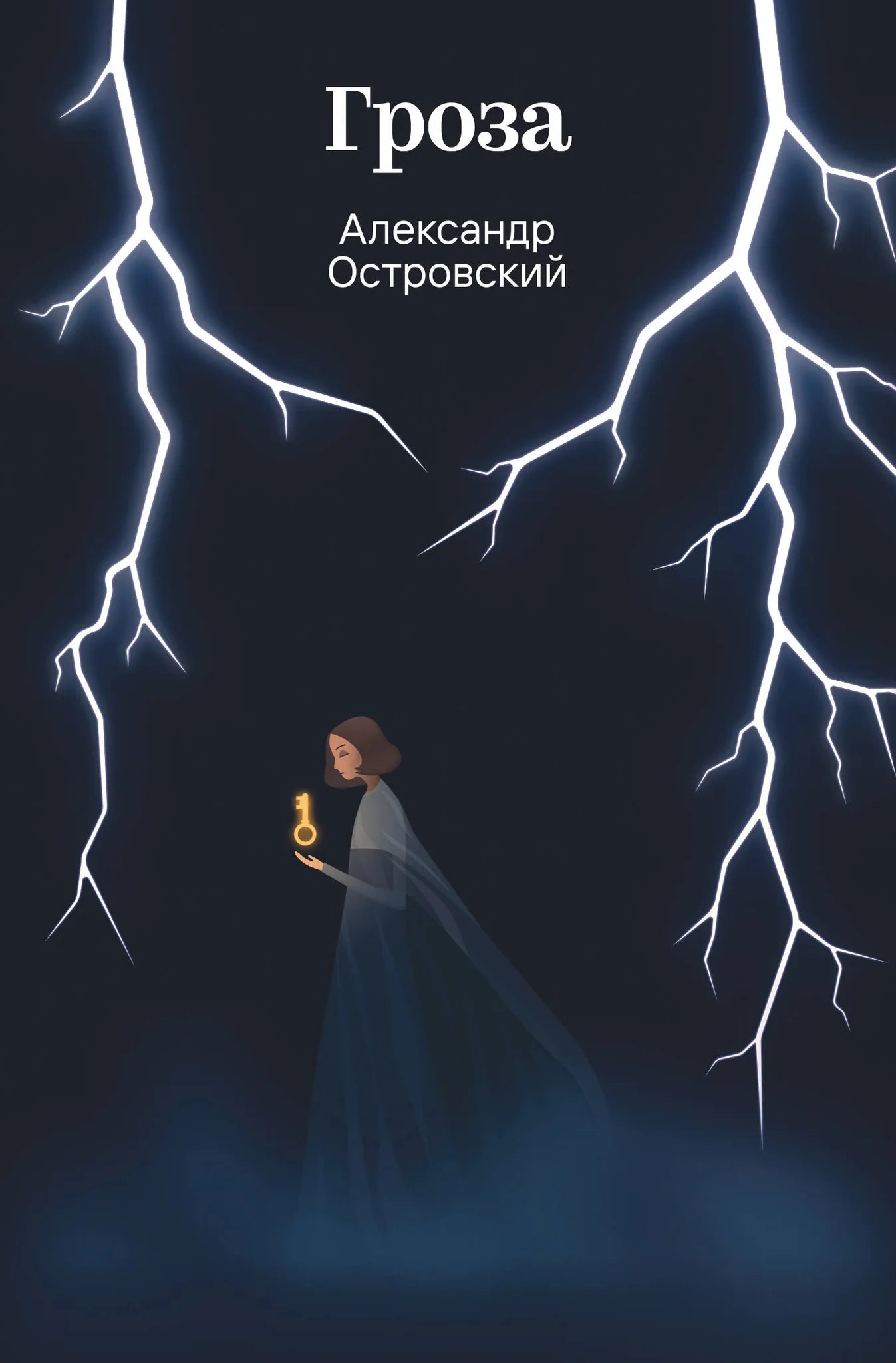 Обложка книги "Гроза" русской классики от Sovabooks, художественное изображение на фоне с изображением сцены из пьесы