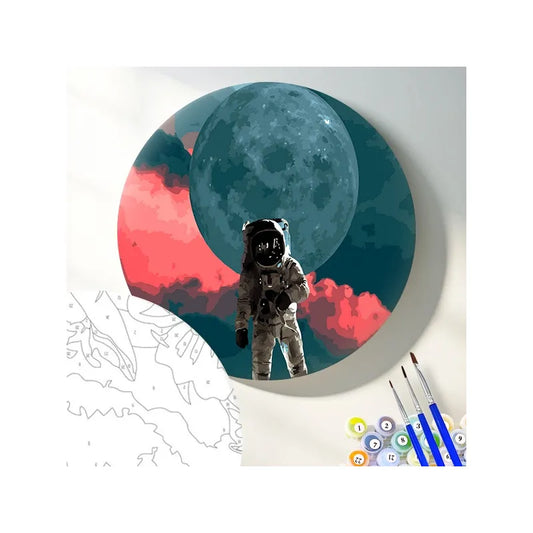 Круглая картина по номерам Астронавт в океане