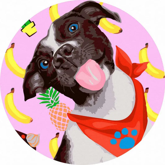 Круглая картина по номерам Собака-улыбка