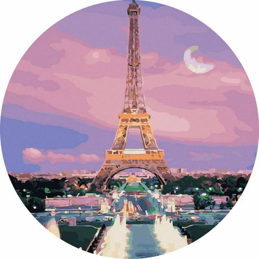 Круглая картина по номерам Эйфелева башня