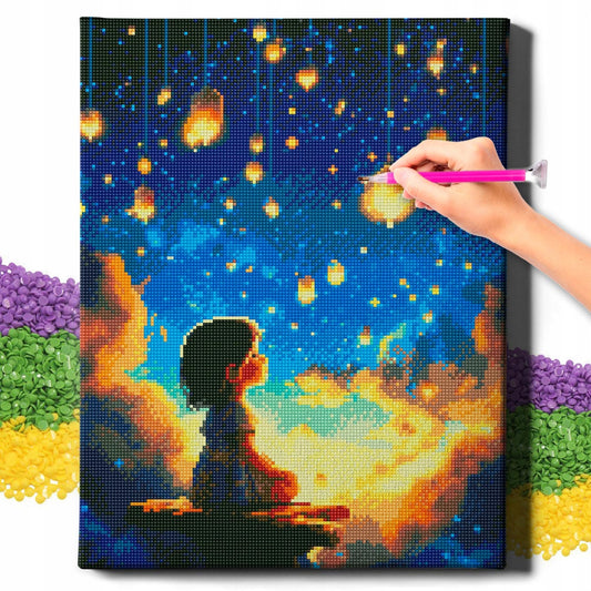 Алмазная мозаика Девочка и звезды (40х50 см)