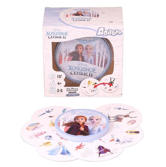 Настольная игра Доббль Холодное сердце 2 от Sovabooks, семейная настольная игра с яркими карточками и игровым полем