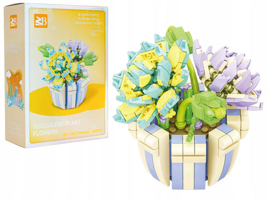 Конструктор «Суккуленты в кашпо» от Sovabooks, 306 деталей, яркие пластиковые цветы в стильном кашпо.