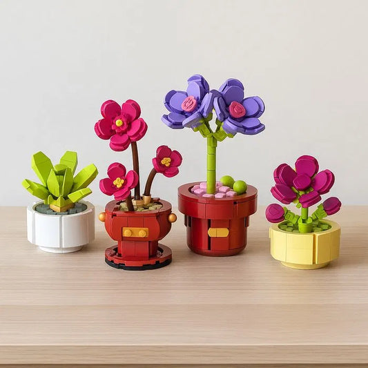 Sovabooks flower pot building set with 505 colorful pieces for creative decoration and crafting.