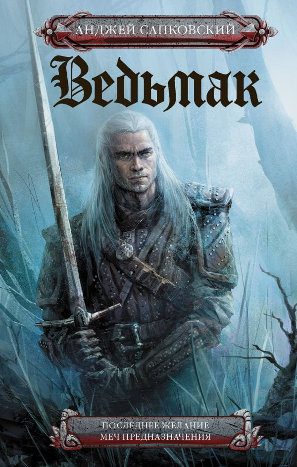 SOVABOOKS The Witcher Last Wish Sword of Destiny, detailed close-up of fantasy sword with intricate design and sharp blade.
