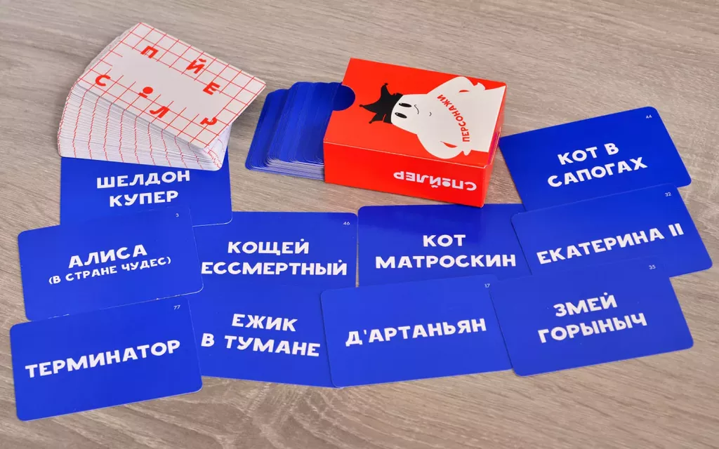 Спойлер настольная игра для вечеринок от бренда SOVABOOKS, изображение с игровым дизайном и элементами на белом фоне