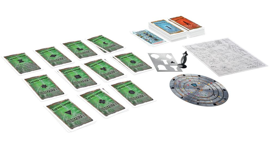 Настольная игра Exit. Секретная лаборатория от SOVABOOKS, игра на логику и командную работу, изображение коробки и элементов игры.
