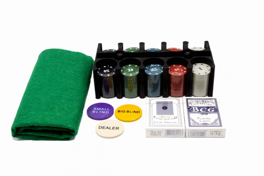 Набор для игры в покер (200 фишек с номиналом для покера с картами и сукном в жестяной коробке)