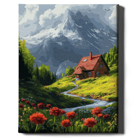 Картина по номерам Дом посреди луга