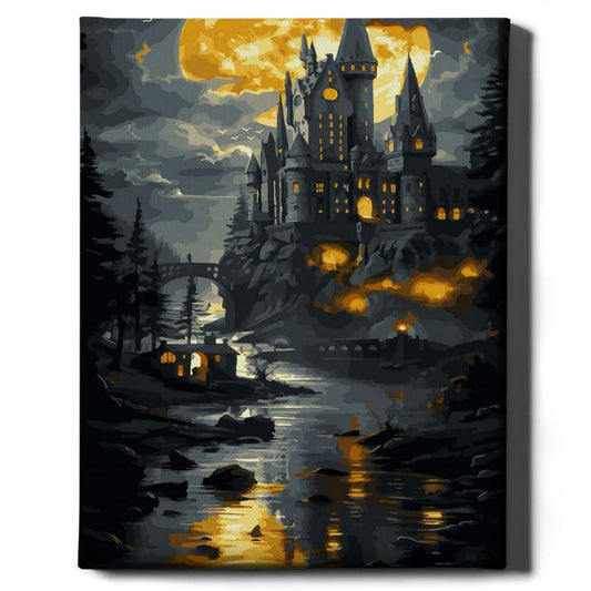 Картина по номерам Готический замок (золотая краска)