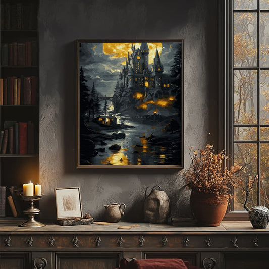 Картина по номерам Готический замок (золотая краска)