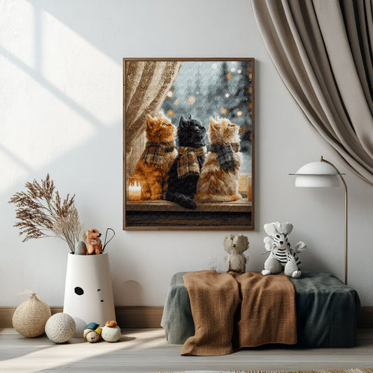 Картина по номерам Три котенка зимой