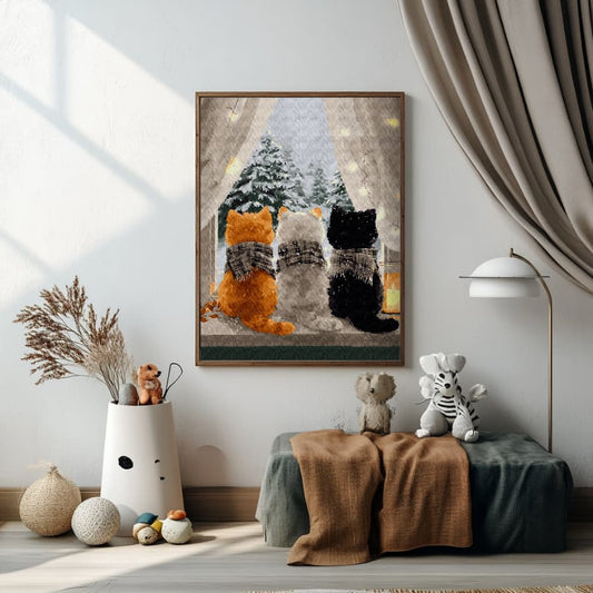 Картина по номерам Три котенка у окна