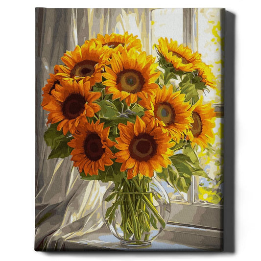 Картина по номерам Подсолнухи у окна