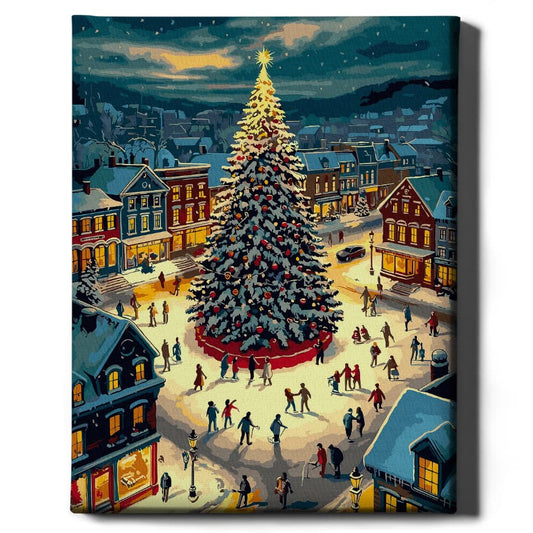 Картина по номерам Площадь с елкой
