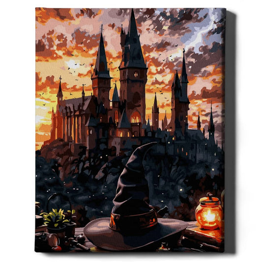 Картина по номерам Заход солнца над Хогвартсом