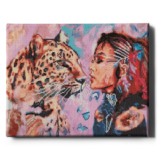 Алмазная мозаика Дама с леопардом