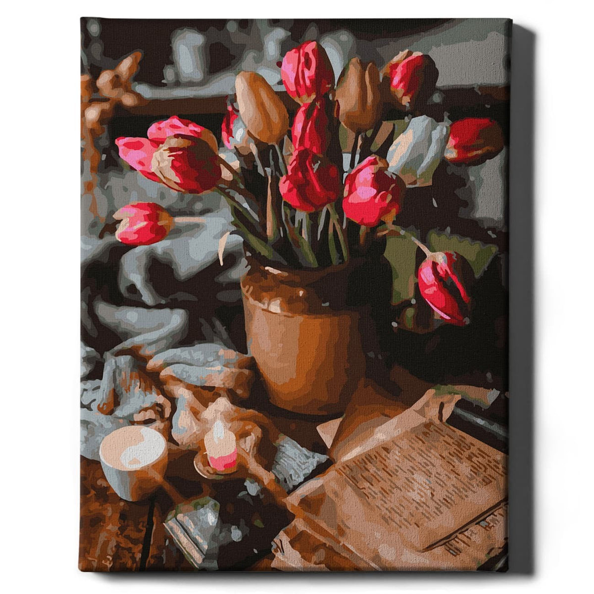 Карта по номерам Тюльпаны из сада от Sovabooks, художественный набор для творчества с изображением тюльпанов в саду