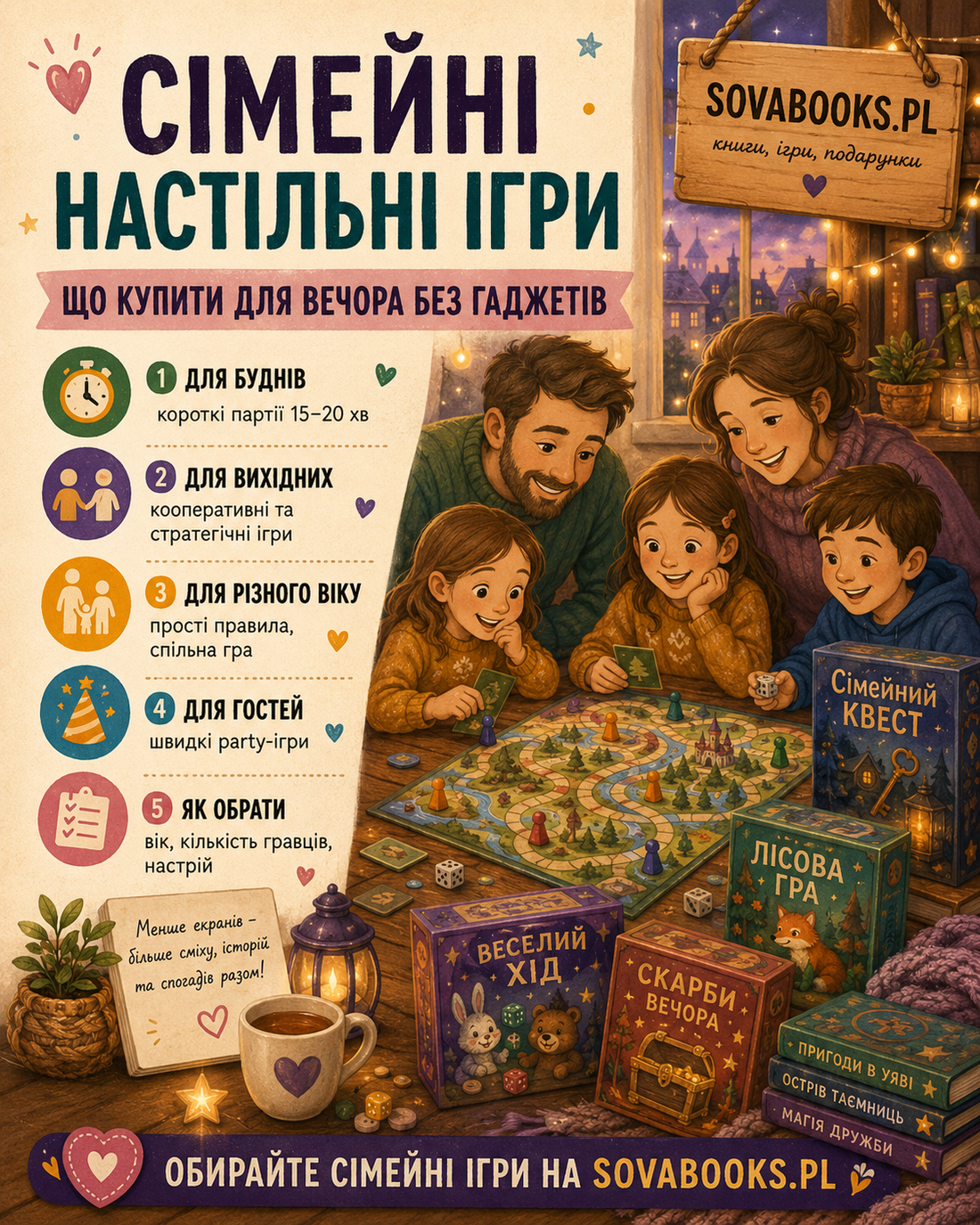 Сімейні настільні ігри: що купити для вечора без гаджетів