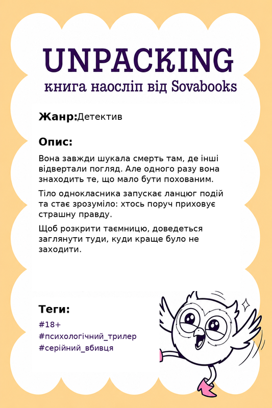 UNPACKING книга наосліп від SOVABOOKS -  Детектив