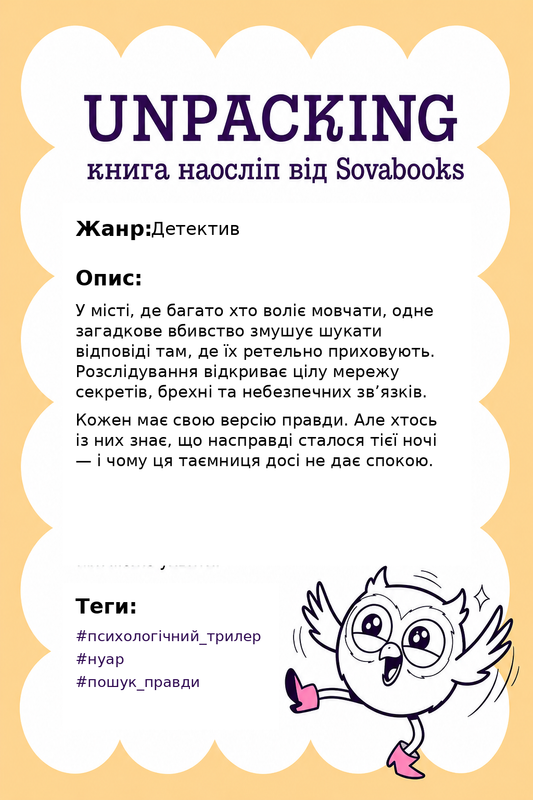 UNPACKING книга наосліп від SOVABOOKS -  Детектив