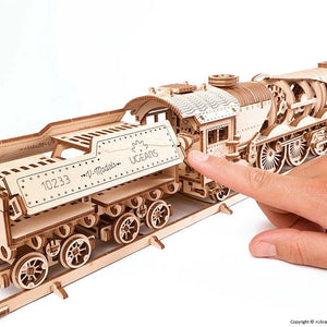 Механический деревянный конструктор «Локомотив с угольным тендером»