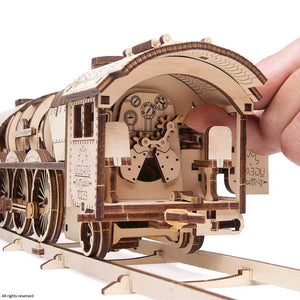 Механический деревянный конструктор «Локомотив с угольным тендером»