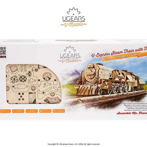 Механический деревянный конструктор «Локомотив с угольным тендером»