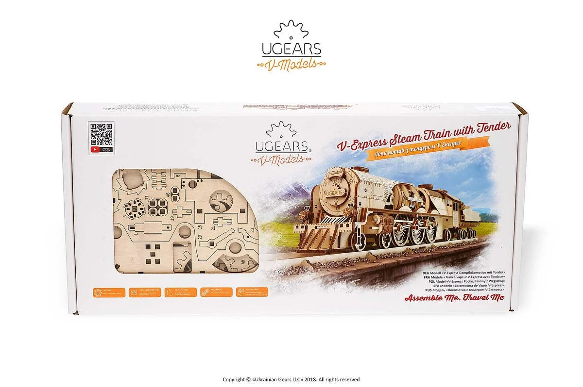 Механический деревянный конструктор «Локомотив с угольным тендером»