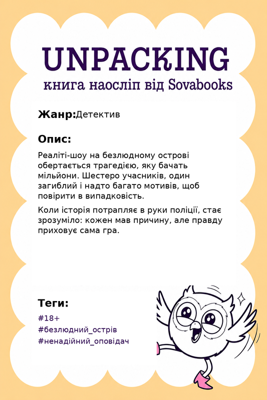 UNPACKING книга наосліп від SOVABOOKS -  Детектив