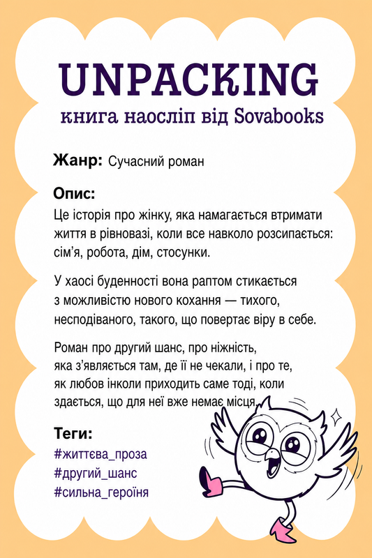 UNPACKING книга наосліп від SOVABOOKS -  Сучасний роман