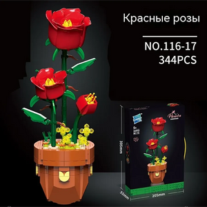 Конструктор «Красные розы» — элегантная декоративная композиция в горшочке