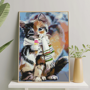 Алмазная мозаика Котик в шарфике (40х50)