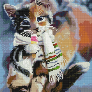 Алмазная мозаика Котик в шарфике (40х50)