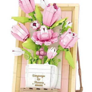 Конструктор «Розовые тюльпаны в вазе» — объемная картина из 633 элементов