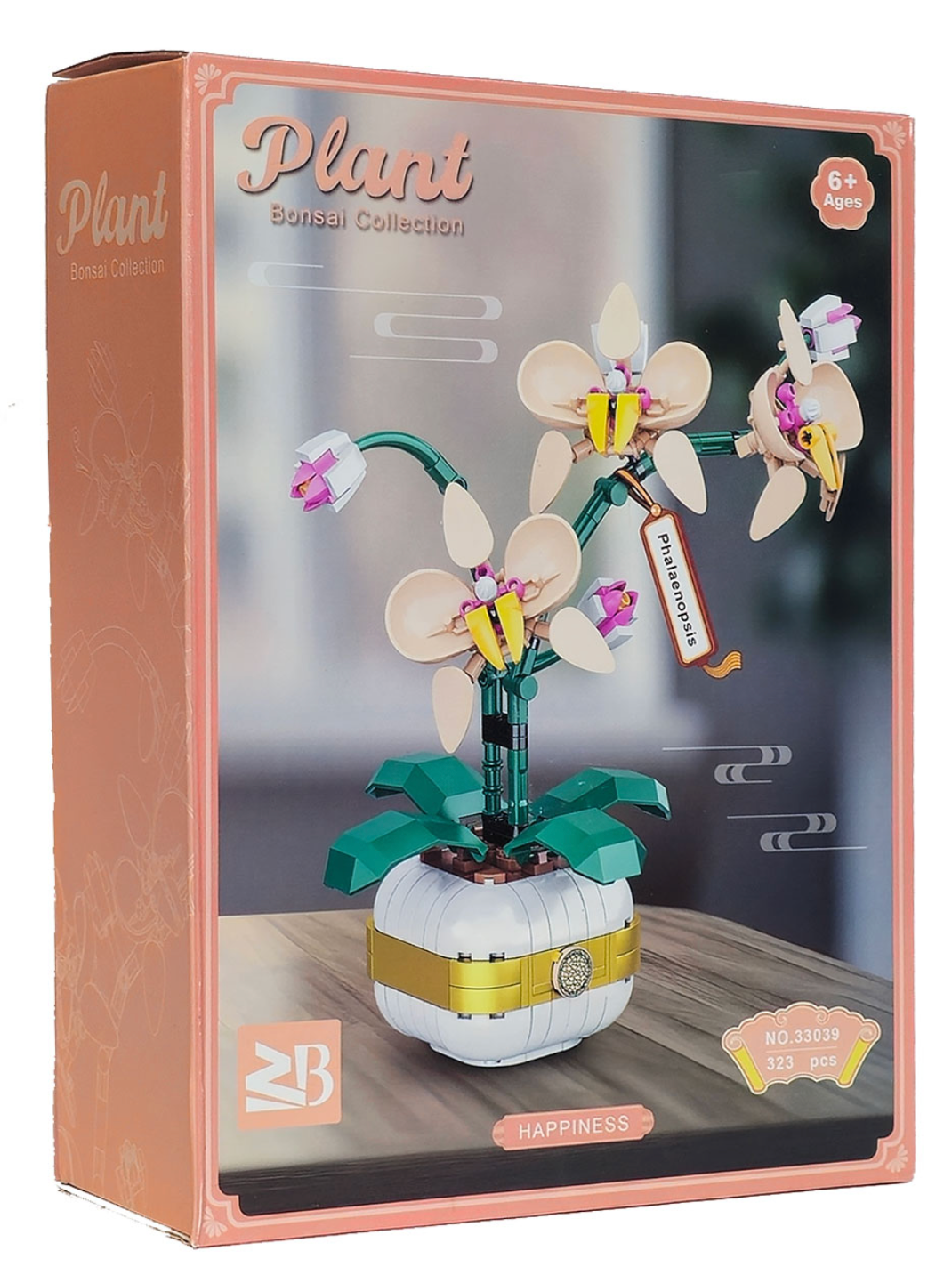 Sovabooks Plant Bonsai Collection Orchid constructor with 323 pieces, showcasing detailed assembly and vibrant colors.