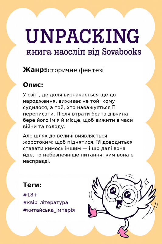 UNPACKING книга наосліп від SOVABOOKS -  Історичне фентезі