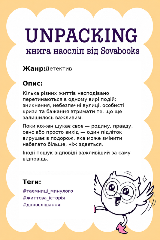 UNPACKING книга наосліп від SOVABOOKS -  Детектив