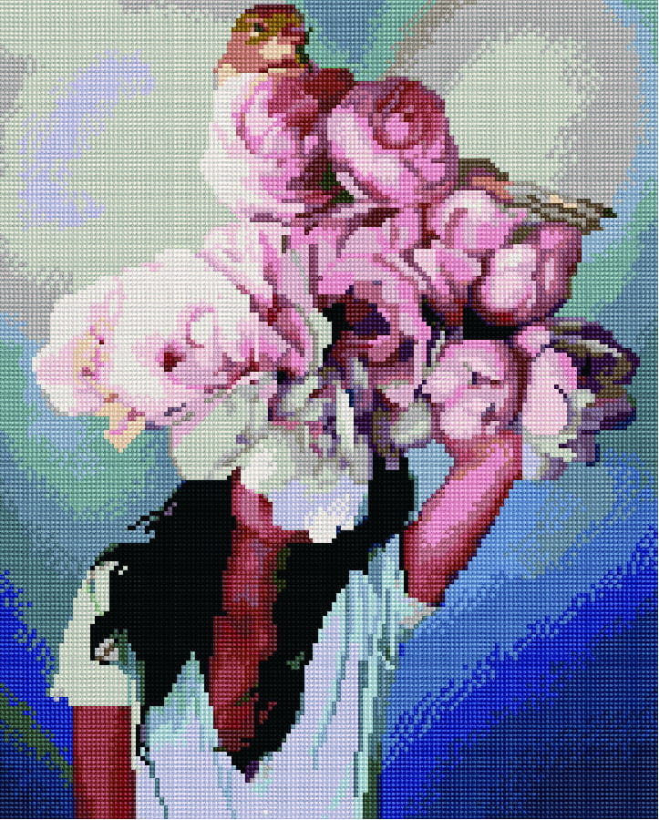 Книга Алмазная мозаика Дама с цветами (40х50 см) | SOVABOOKS