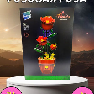 Конструктор «Красные розы» — элегантная декоративная композиция в горшочке