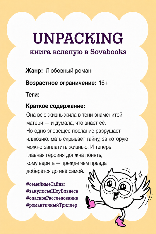 UNPACKING книга вслепую от SOVABOOKS -  Любовный роман