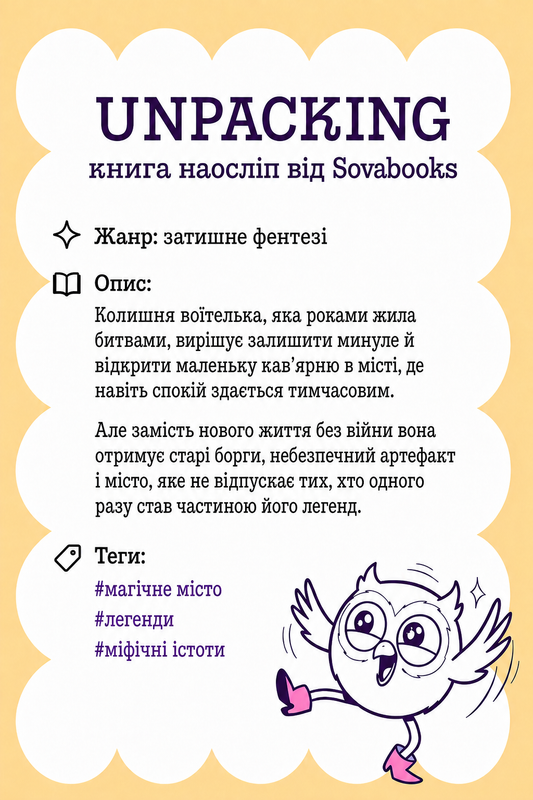 UNPACKING книга наосліп від SOVABOOKS -  затишне фентезі